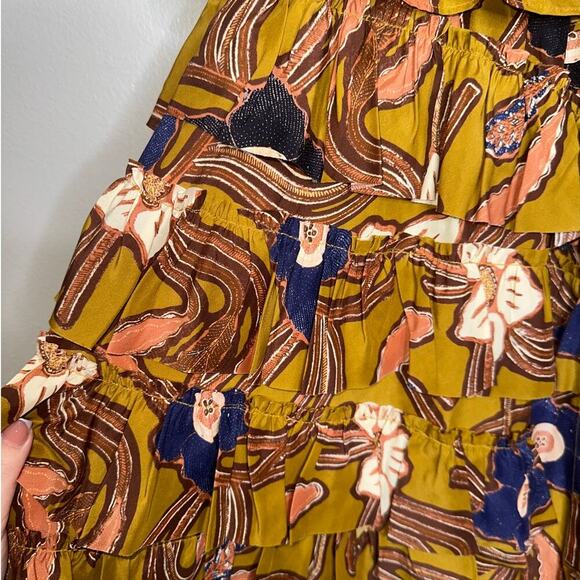 Ulla Johnson Nia Midi Dress in Copper Floral Ruffle Tiered Skirt Size 0/XS - Picture 7 of 11